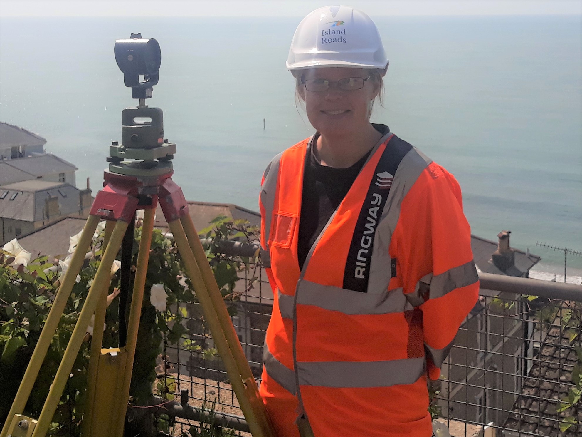Photo showing Geotechnical Engineer Maddy Clewett on site in Ventnor