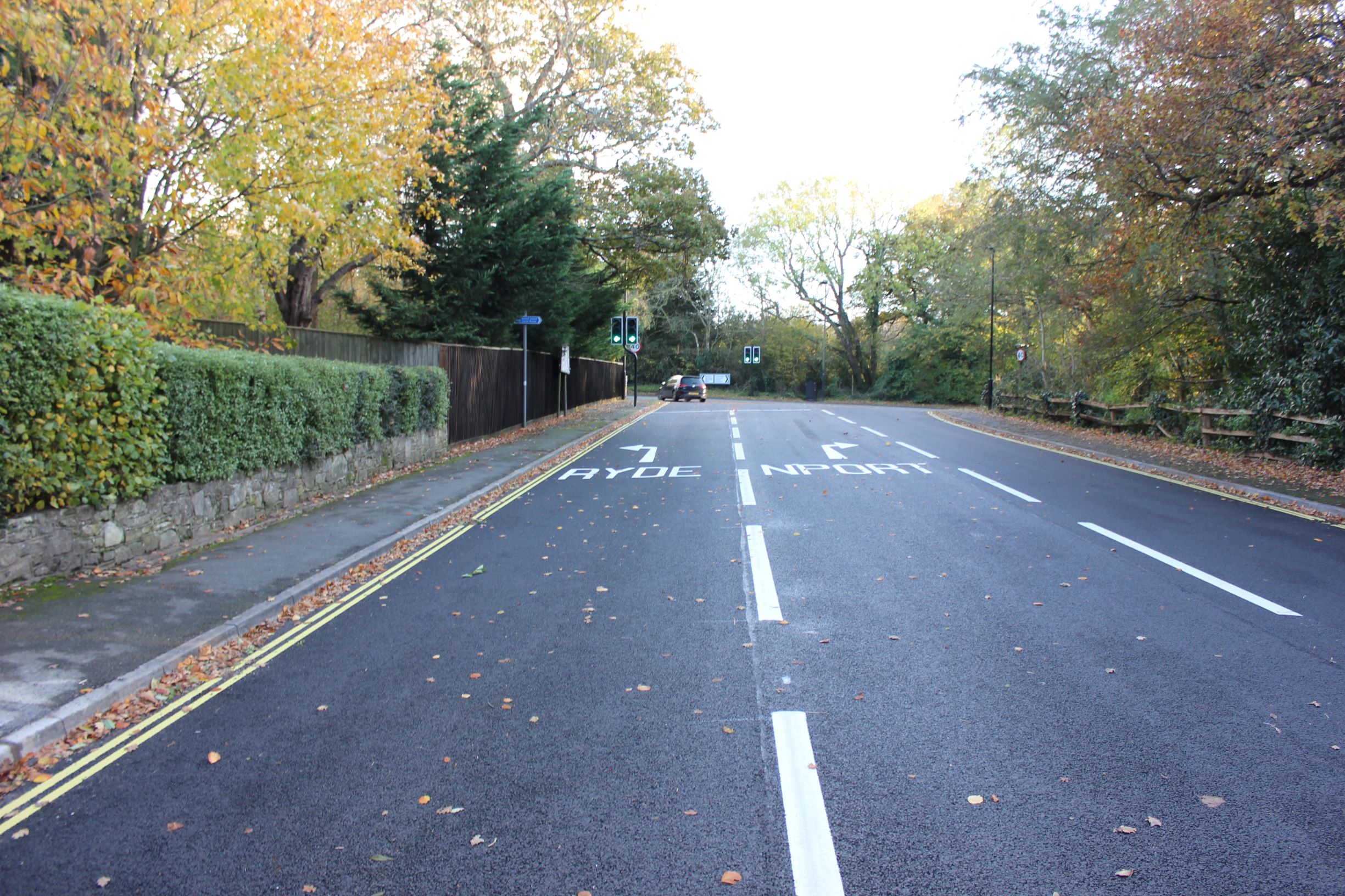 photo showing newly resurfaced road at Fishbourne Lane on the Isle of Wight