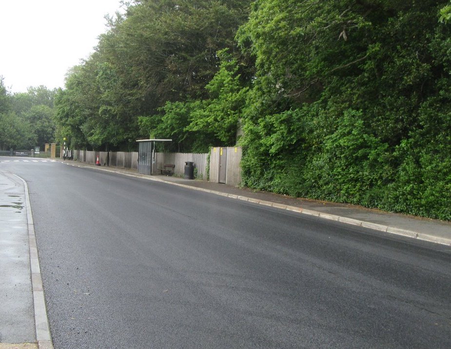 Photo showing a section of the newly resurfaced road in York Avenue outside the garage on the approach to Osborne House in East Cowes