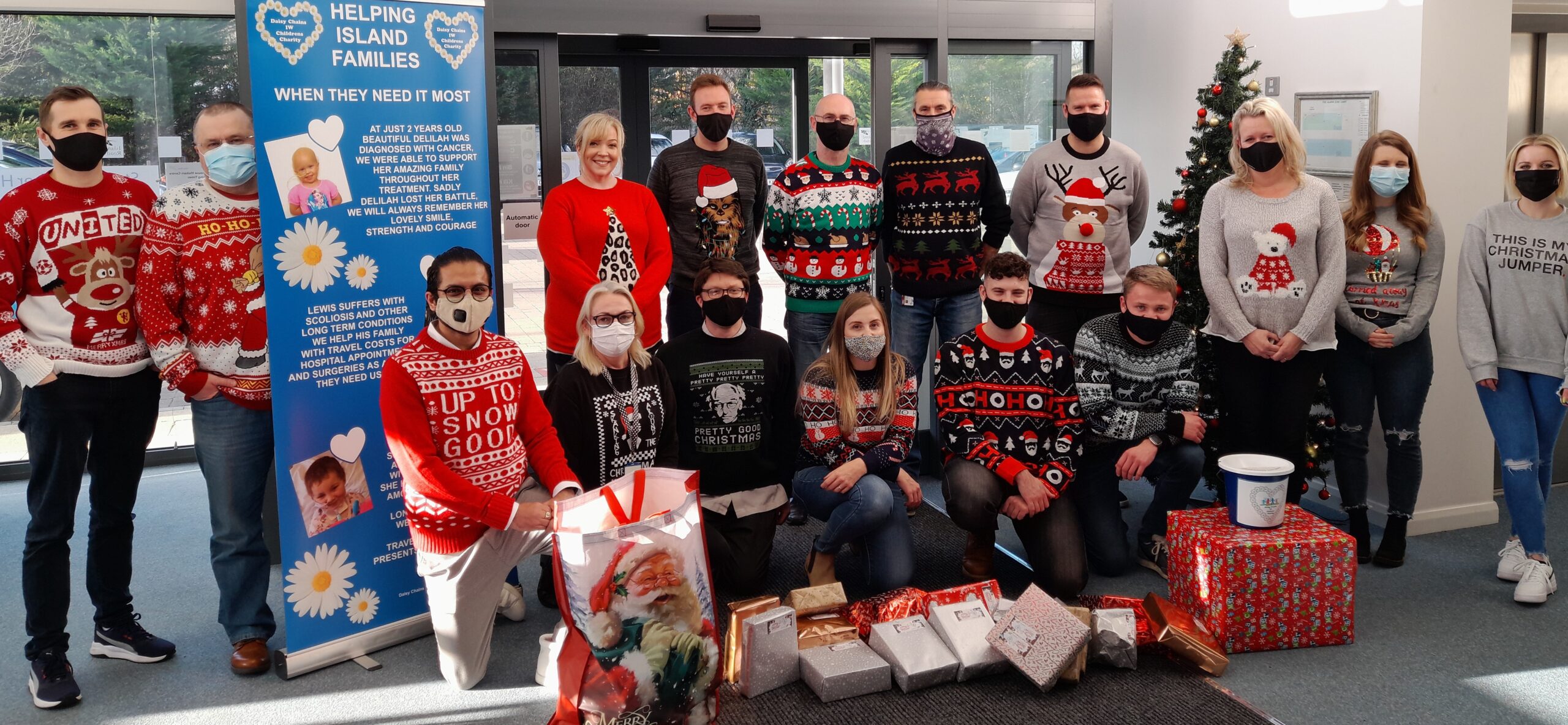 Island Roads staff in Christmas jumpers
