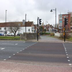 A recently-upgraded pedestrian crossing on Coppins Bridge at Newport