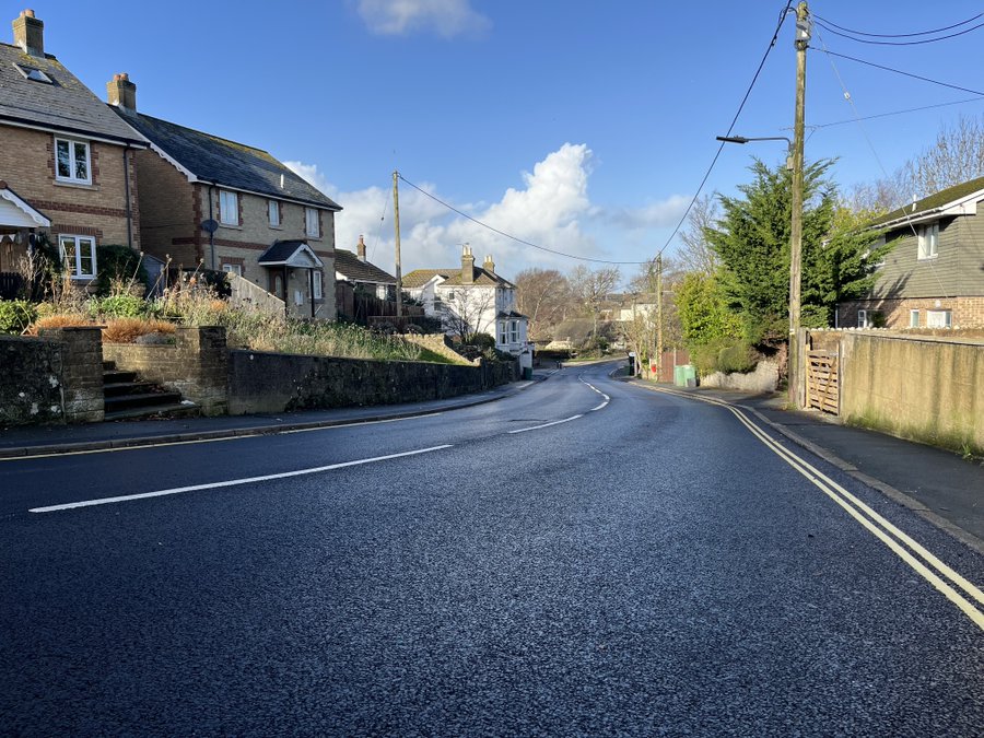 newly resurfaced road at Wroxall